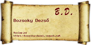 Bozsoky Dezső névjegykártya