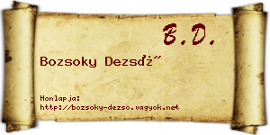 Bozsoky Dezső névjegykártya